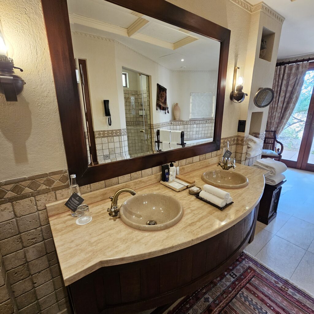 Al Maha Desert Resort Bedouin Suite Bathroom Double Vanity Sinks