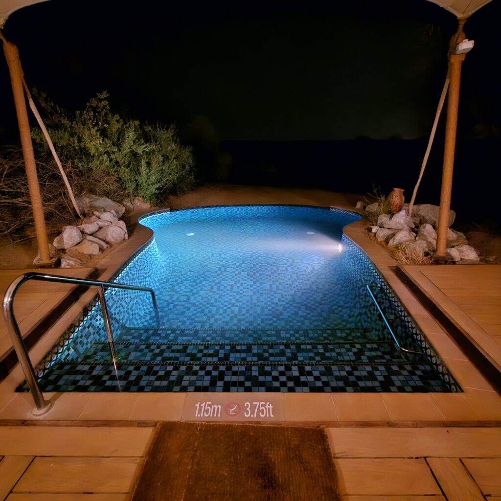 Al Maha Desert Resort Pool at Night