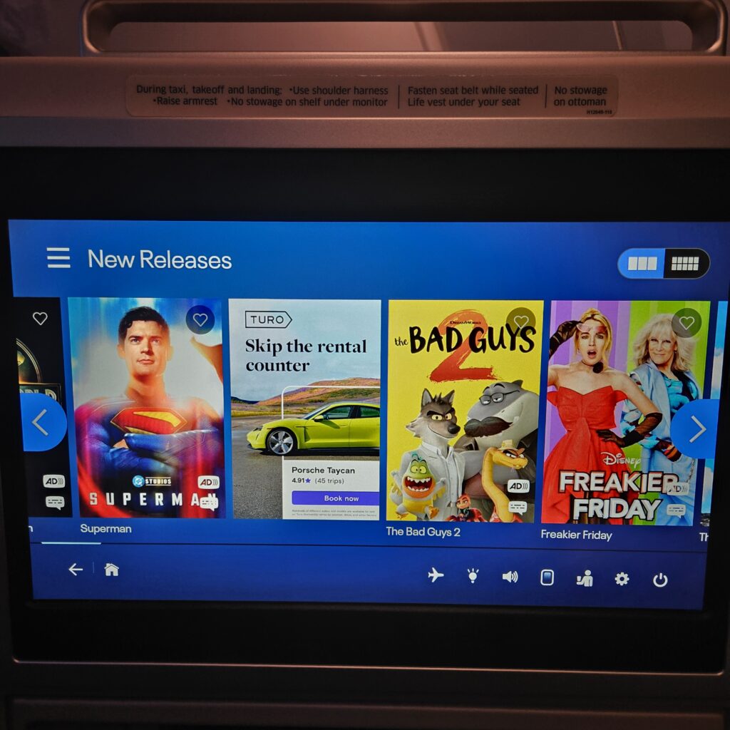 United Polaris Boeing 787-9 Movie Selections