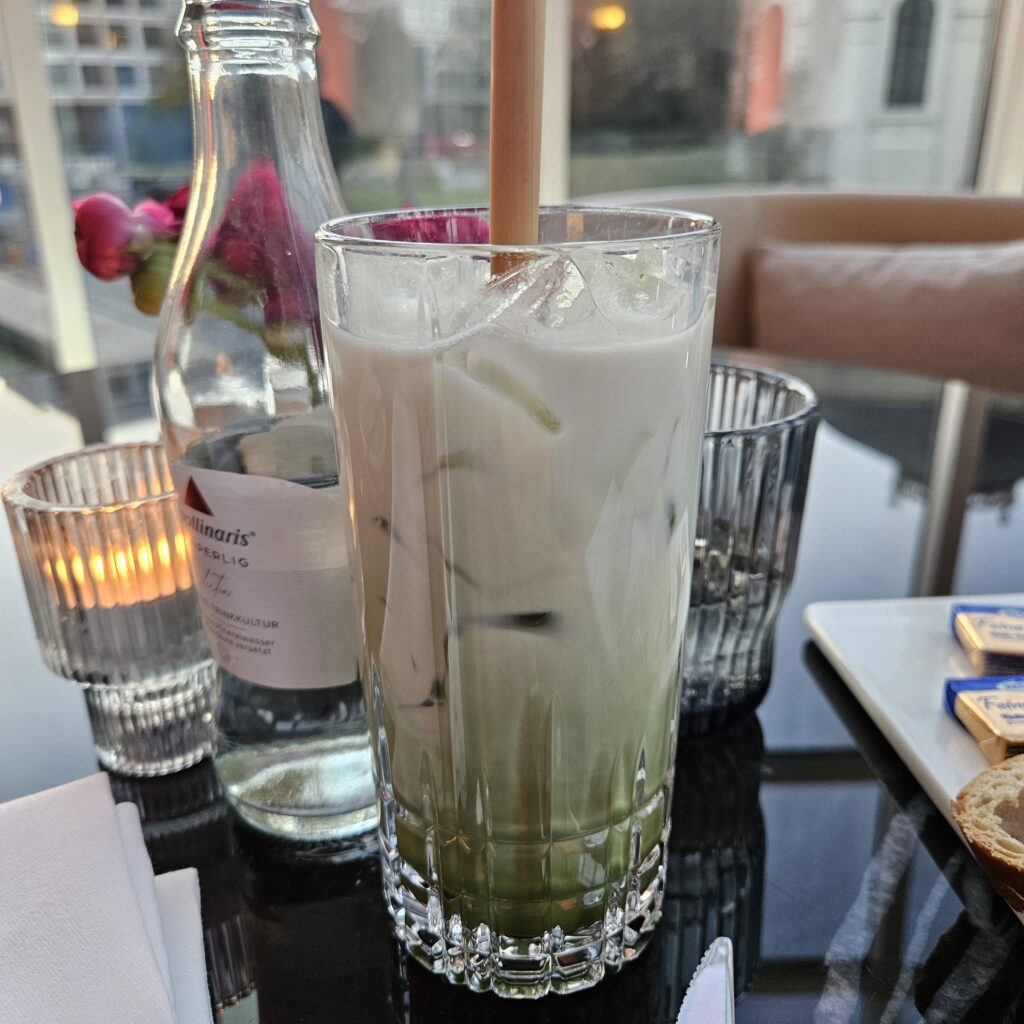 Hilton Berlin Beletage Restaurant Dinner Iced Matcha