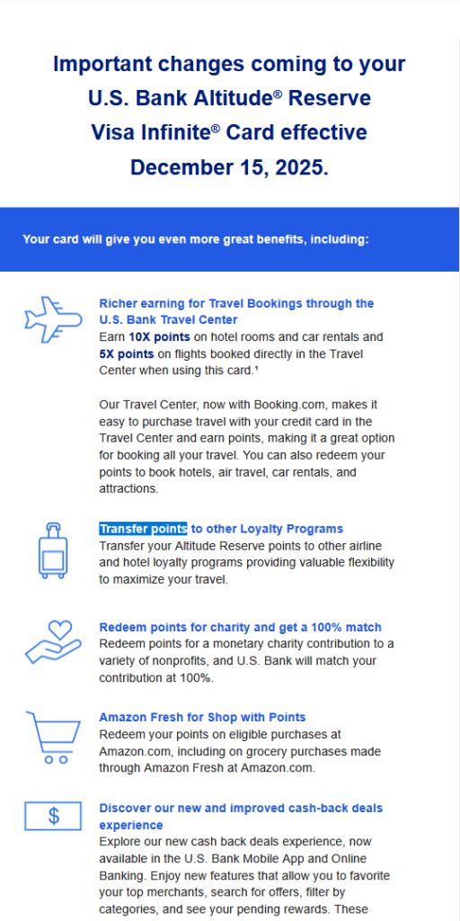 US Bank Altitude Reserve Transfer Partner Promise
